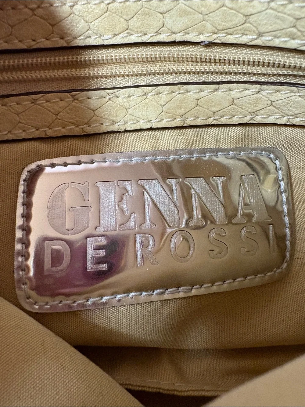 Genna De Rossi Pale Yellow Snakeskin Embossed Wristlet Clutch Bag